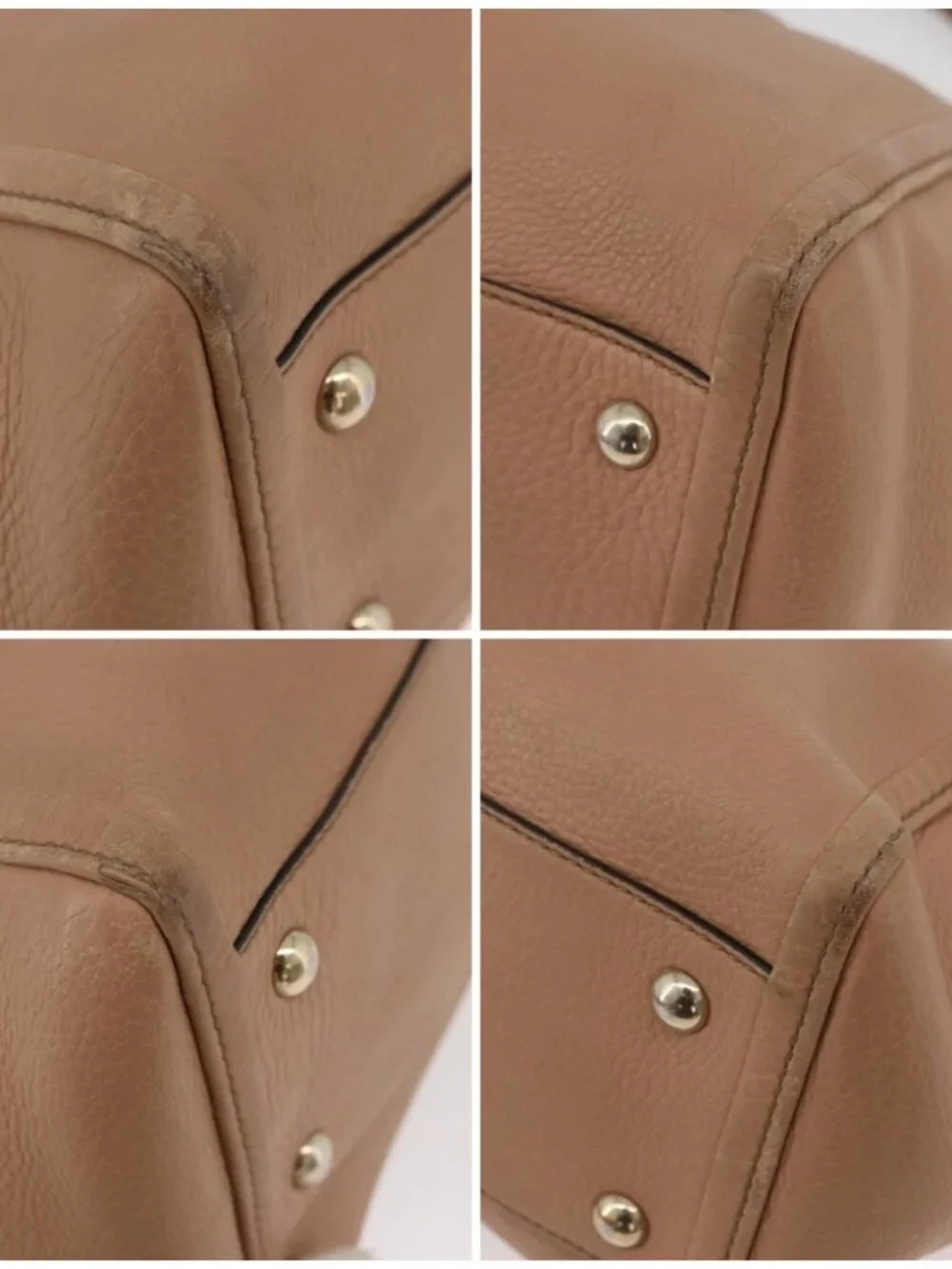 GUCCI Soho Interlocking Hand Bag Leather 2way Gold Beige 369176 Auth ka3592